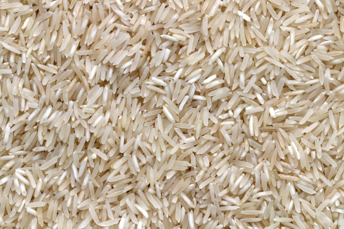 Grains and rice in burlap sacks